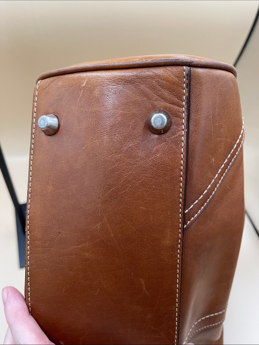 Coach Tan Brown Leather Shoulder Bag with Silver Bit Detail Simple Classic - Picture 6 of 8